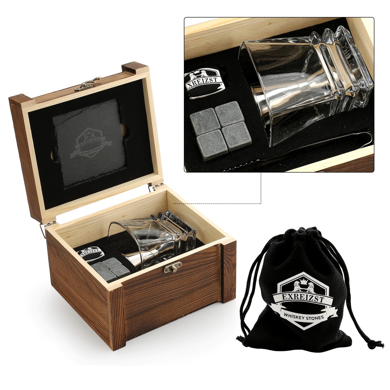 Coffret verre à whisky solo, vue de face