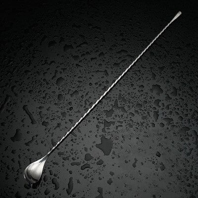 Cuillère à cocktail torsadée 50cm, vue de profil