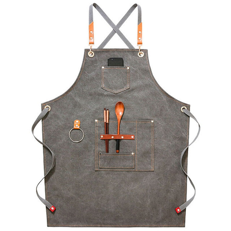 Tablier de barman gris en toile