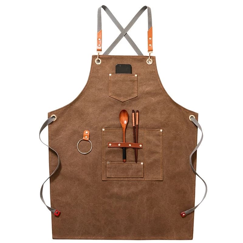 Tablier de barman marron en toile
