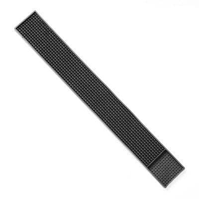 Tapis de bar en caoutchouc 8x58 noir en longue réglette picotée avec bac d'égouttage vu de dessus