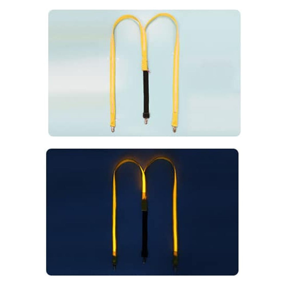 Bretelles lumineuses LED jaune - vue eteinte et allumee