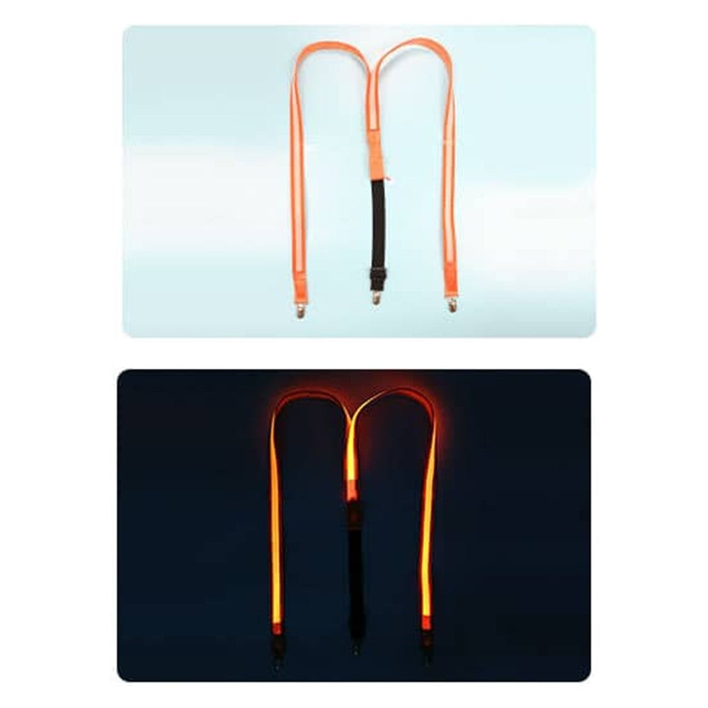 Bretelles lumineuses LED orange - vue eteinte et allumee