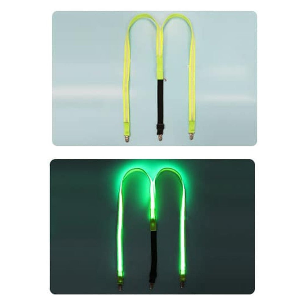 Bretelles lumineuses LED vert - vue eteinte et allumee