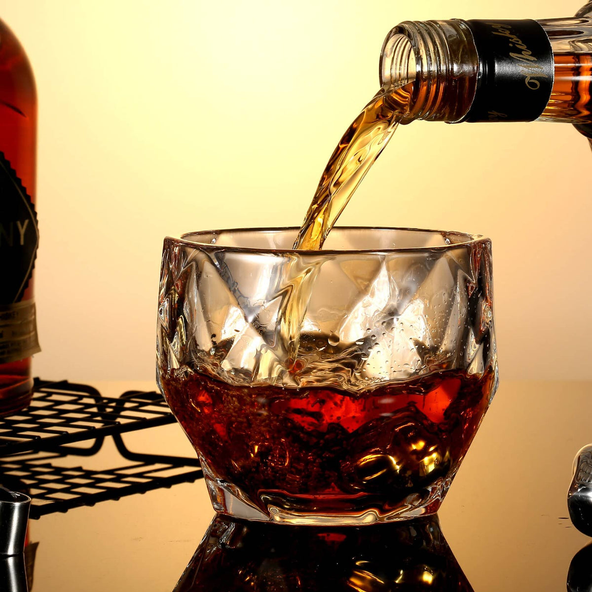 Coffret verre à whisky et pierre, vue de face