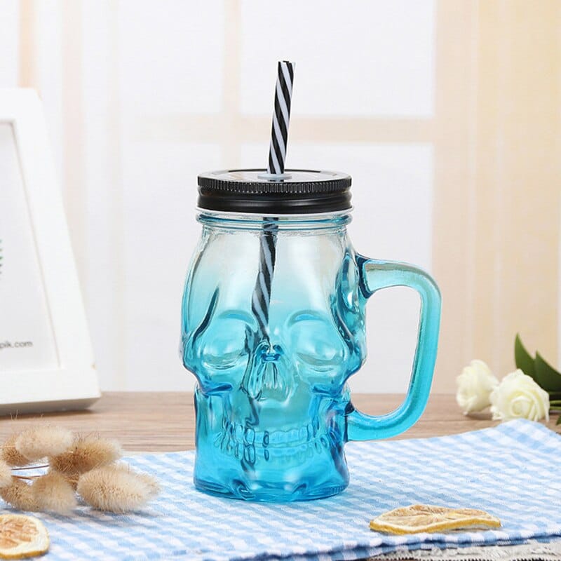 Mason jar tête de mort, vue de profil