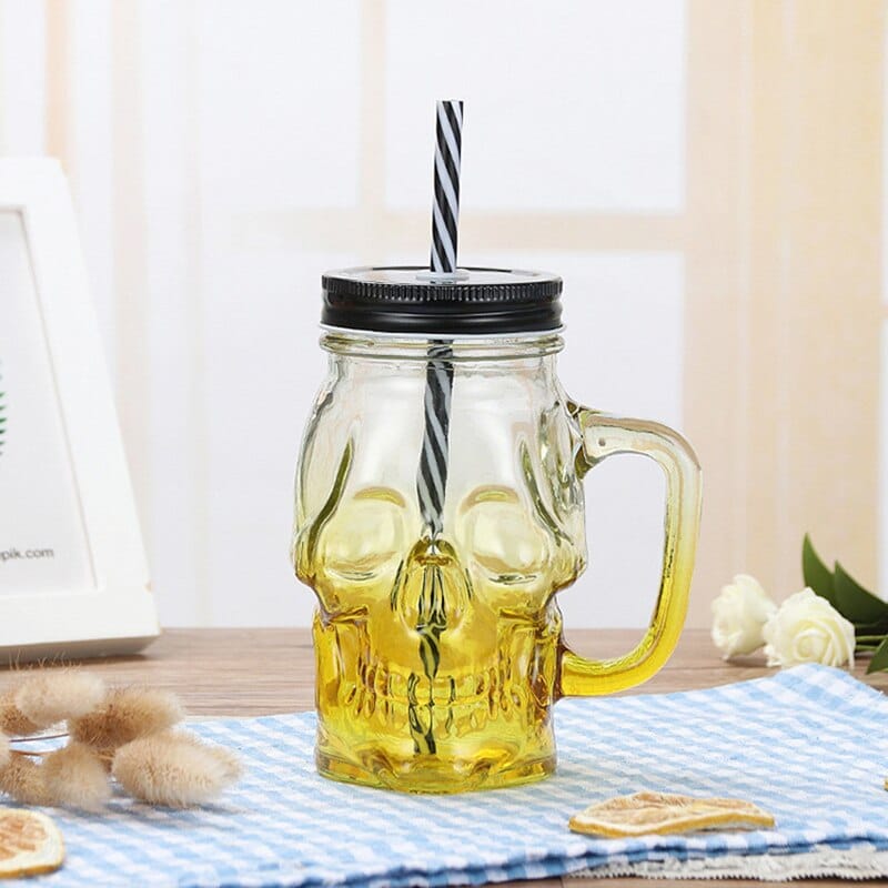 Mason jar tête de mort, vue de face