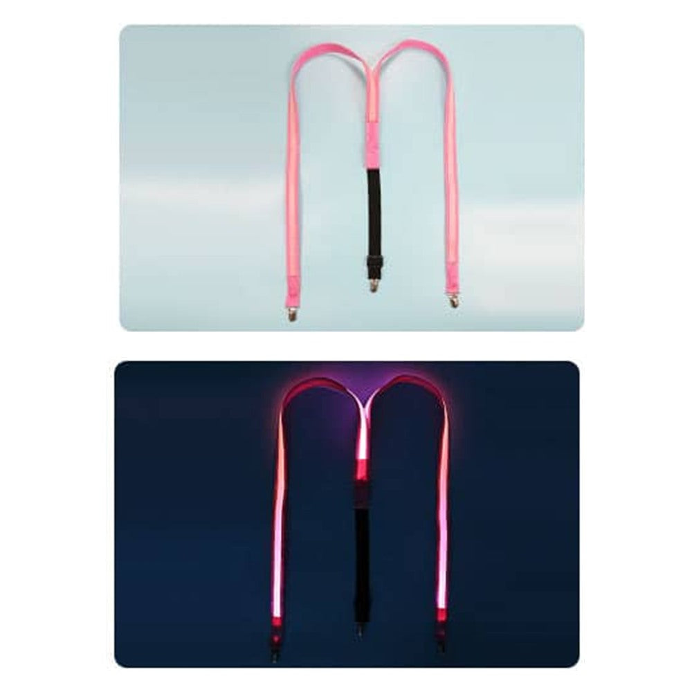 Bretelles lumineuses LED rose - vue eteinte et allumee