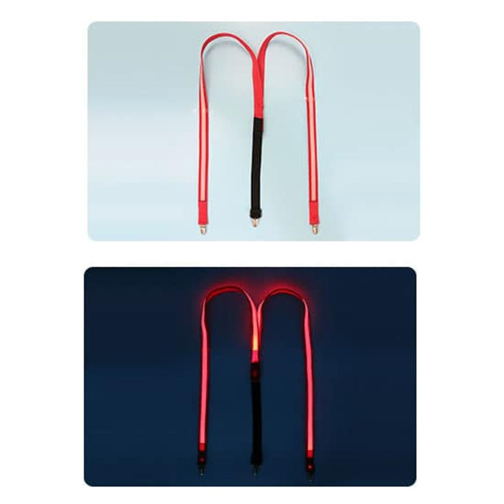 Bretelles lumineuses LED rouge - vue eteinte et allumee